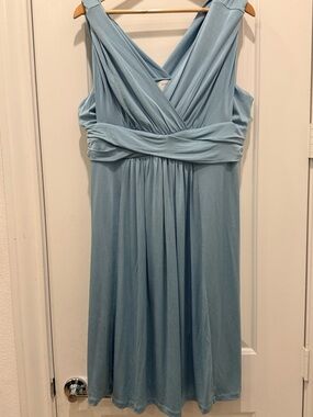 Seraphine Light Blue V-Neck Midi Dress